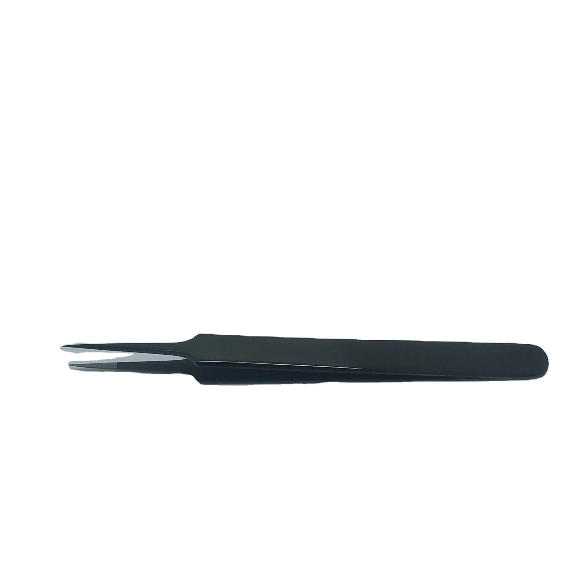A Shape Pointed Fiber Tip Polish Black Plasma Coated Eyelash Extension Tweezers Russian Volume Tweezers Customized Tweezers