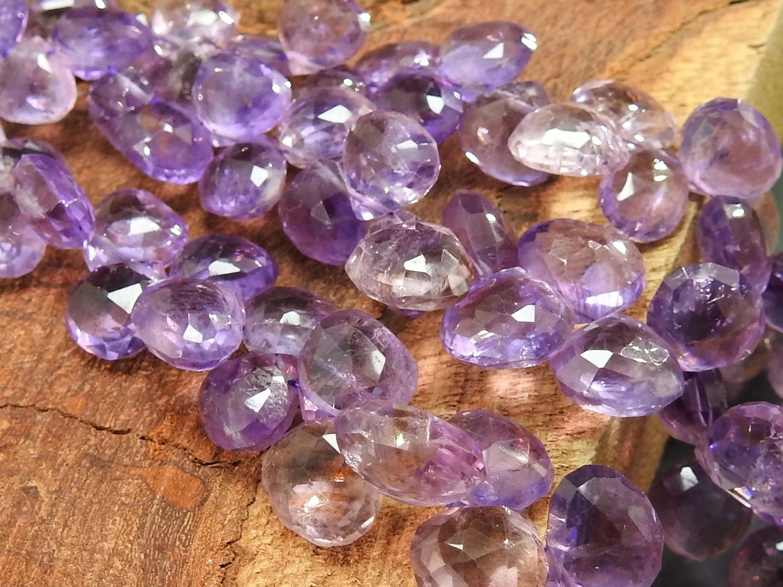 Amethyst Faceted Hearts Shape Teardrop