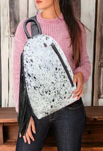 One Side Long Leather Fringed Front Cross Body Shoulder Bag Ladies Crossbody Shoulder Bag With Antic Brass Hardware