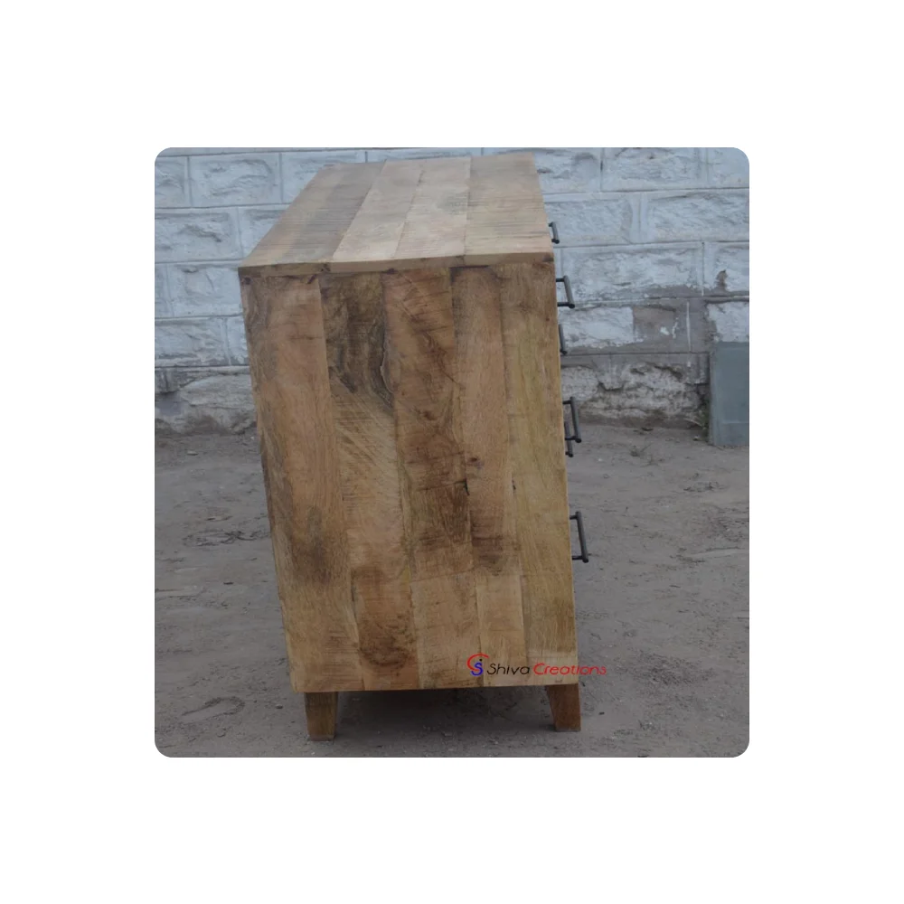 Modern Design Antique Rustic Wooden 6 Drawer Chest Cabinet Carved Mango Wood Furniture Indoor Modern Wood Furniture