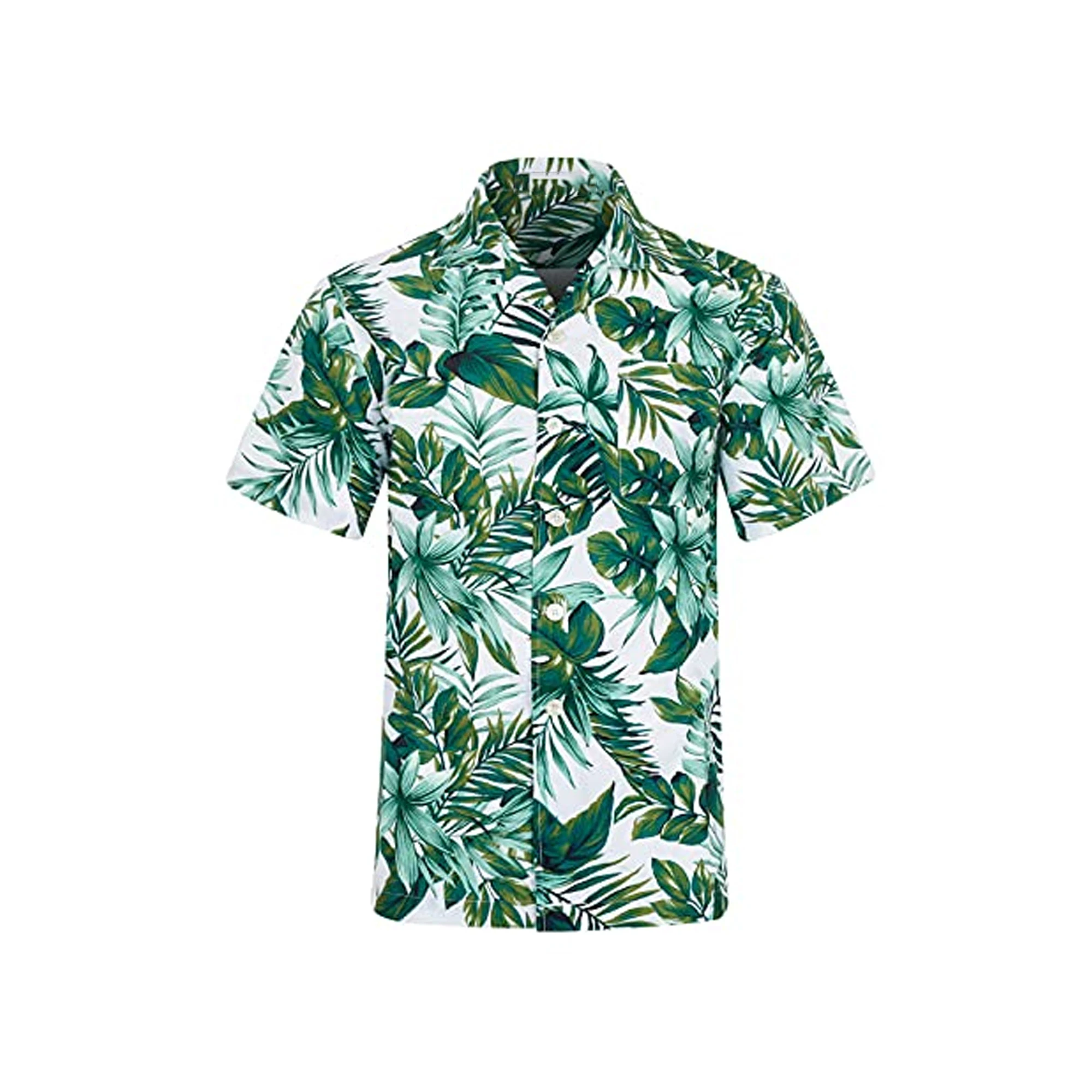 100% Cotton Stylish Wholesale Cheap Price Fashionable Plain Short Sleeve Logo Custom Printed Mens Hawaiian Shirt From Bangladesh