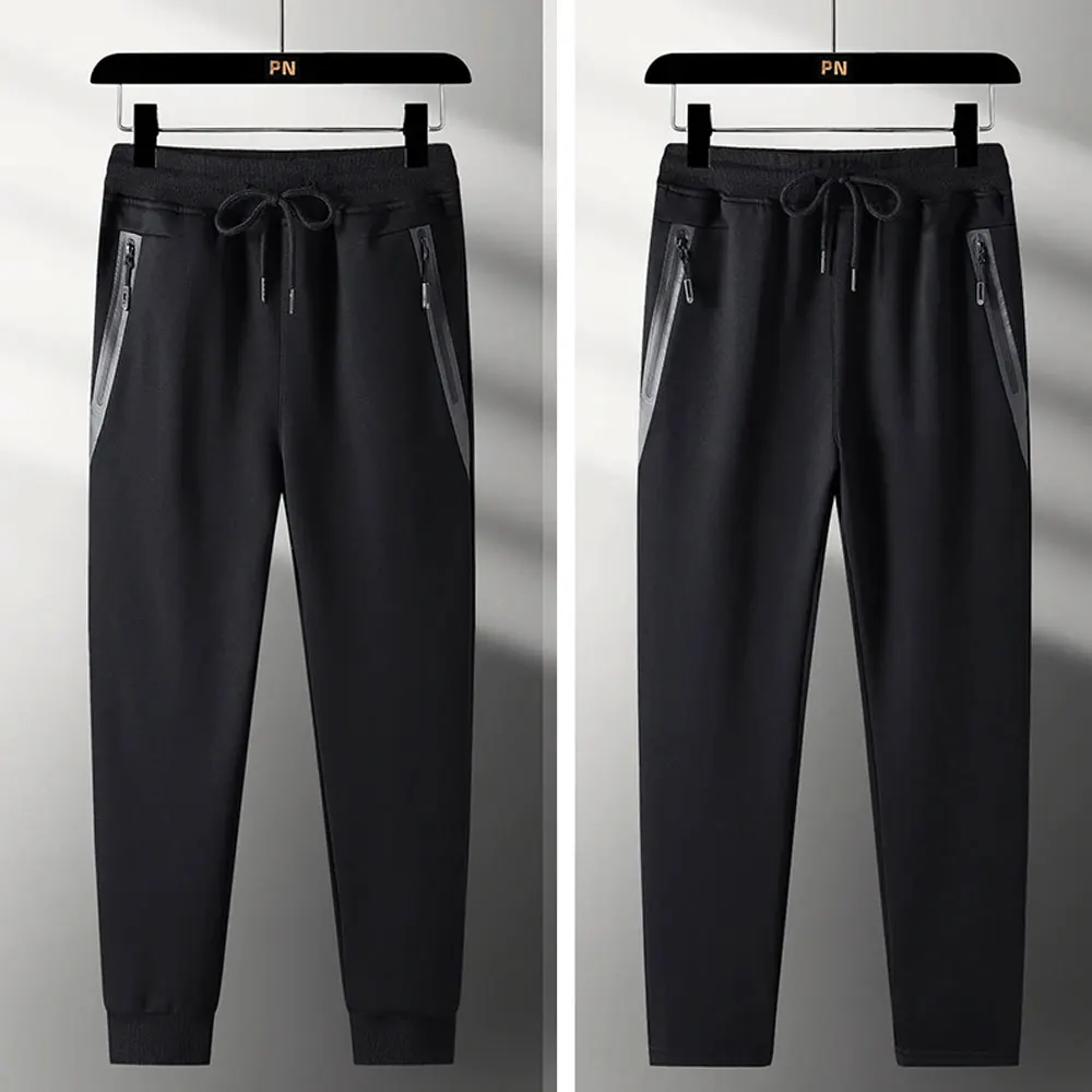 Winter Zip Pockets Thick Warm Fleece Sweatpants Men Joggers Sportswear Casual Track Pants Male Plus Size Thermal Trousers 8XL