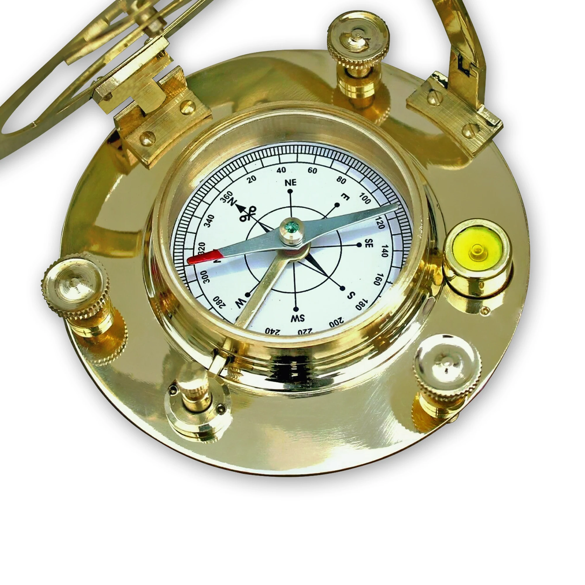 Vintage Shiny Brass Directional Working Round Marine Sundial Magnetic Compass Collectible Best Gift Item For Hiking & Camping