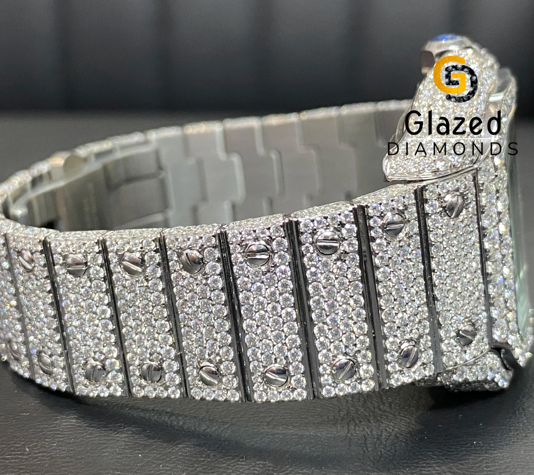 Fancy New Moissanite Watch Fully Iced Out By Round Cut Diamonds In Stainless Steel For Enhancing Mens Wrist Beauty