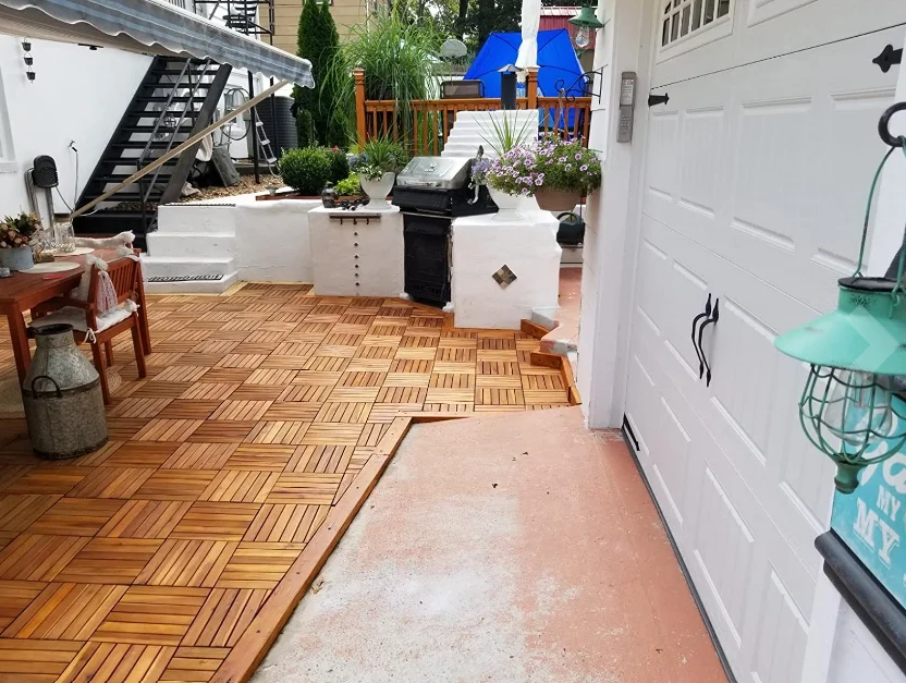 Patio wood flooring acacia wood 6 slats Outside Pavers Wooden Planks for indoor outdoor