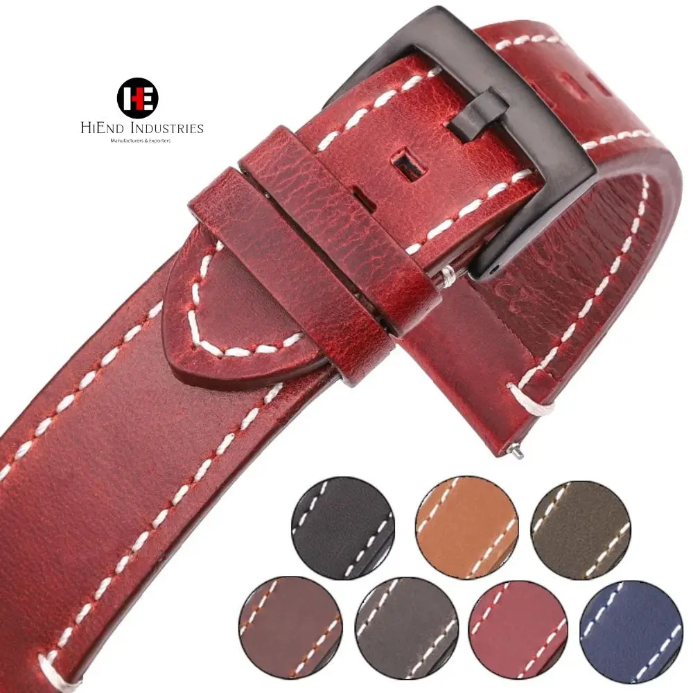 Vintage Genuine Leather Watchband 7 Colors Strap 18mm 20mm 22mm 24mm Women Men Cowhide Smart Watch Band Belt Accessories