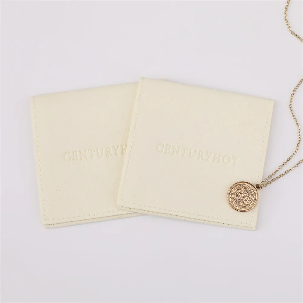 Custom Beige  Microfiber Jewelry Pouch Bag ,Jewelry Envelope Pouch Bracelet ,Necklace,Ring,Earrings Packaging Bags With Logo