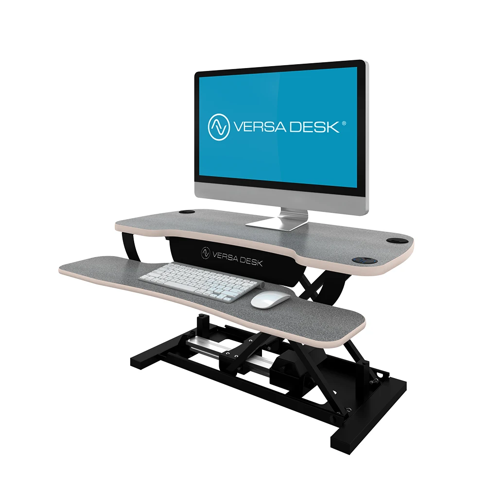 VersaDesk Electric Standing Desk Converter, PowerPro, Height Adjustable Sit to Stand Desktop Riser, Gray
