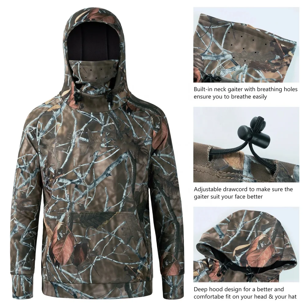 Custom LOGO High Quality Hunting camo hoodie UPF 50 Long Sleeve Fishing Hoodie UV Protection Quick Dry Fishing  hoodie