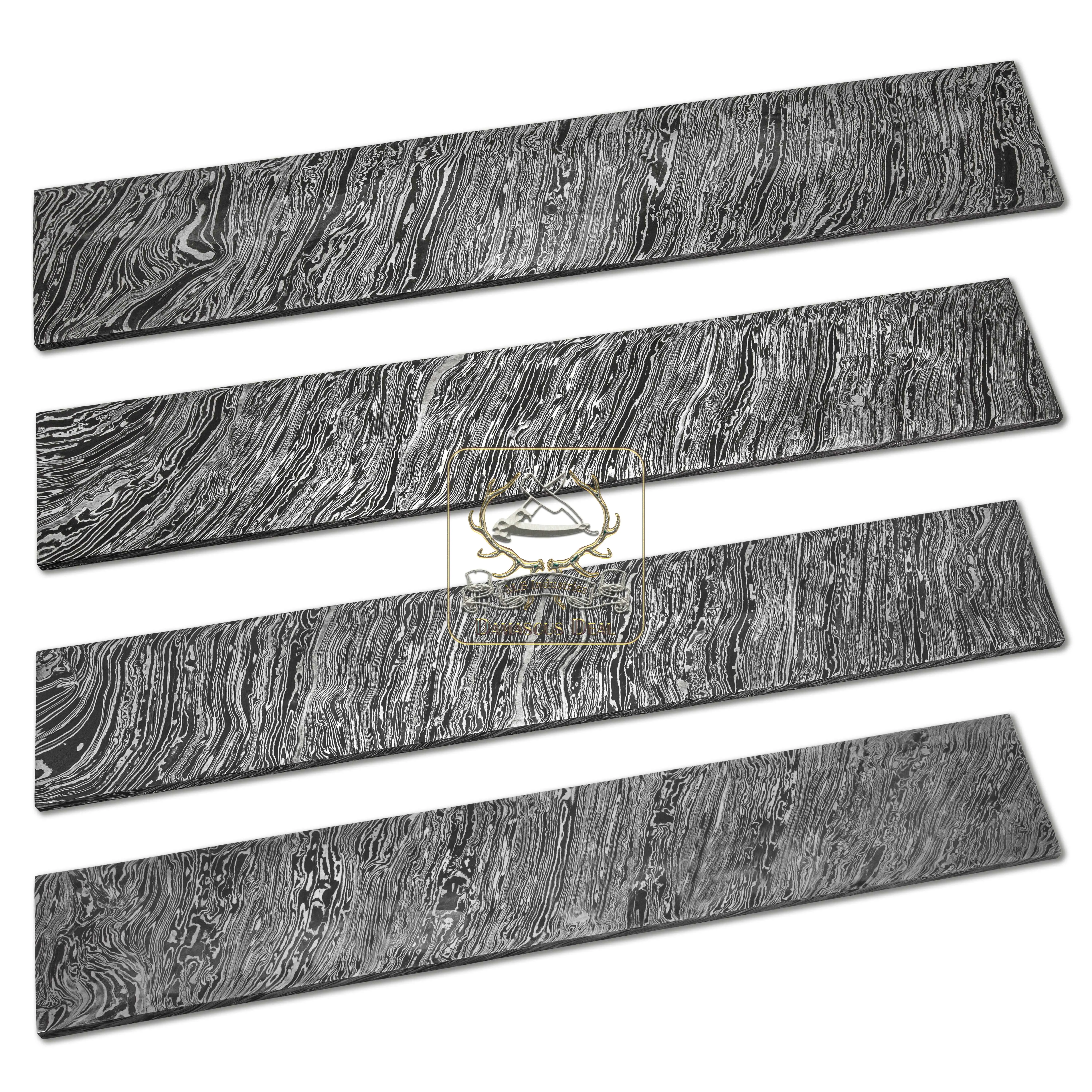 Damascus Steel Billet Fire Pattern DD-Fire-223 for Knife Making Hand Forged Carbon Steel Hardness 58-62 HRC Billet