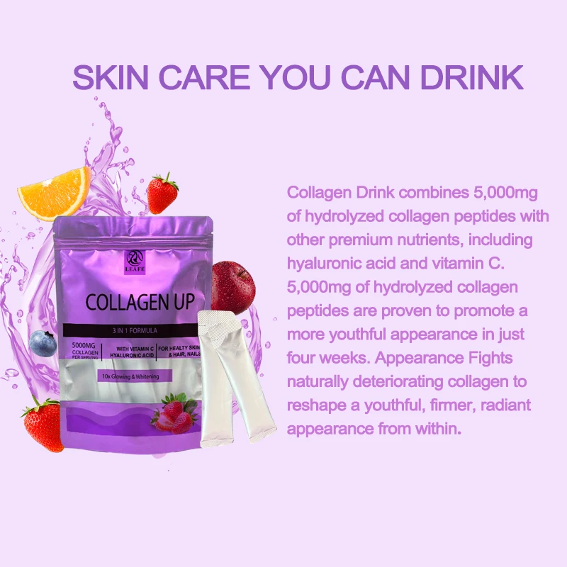 New arrival whitening anti-aging collagen hyaluronate drink supplement marine collagen drinks beauty for skin hair and nails