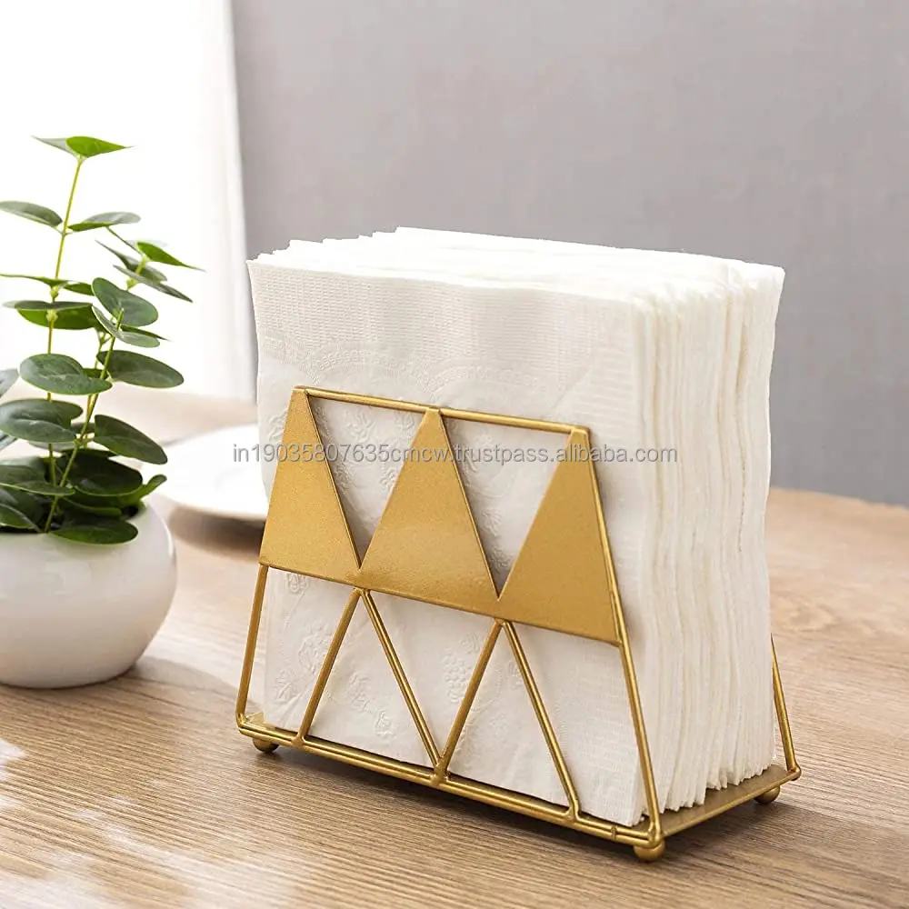 Hot Sale Latest Model Table Decorative Metal Napkin Holder with Gold Plated for Home Hotel Use in Wholesale Price