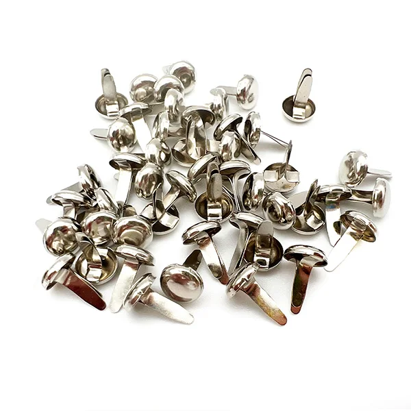 50Pcs 8mm x 9.5 mmL Silver Shiny Round Metal Decorative Brads