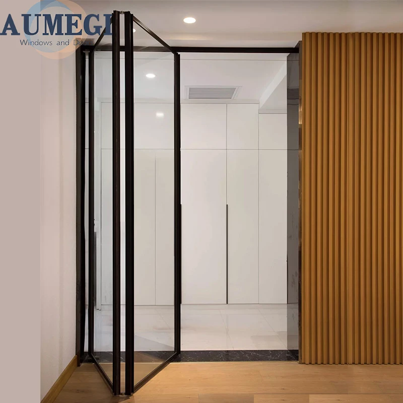 Aumegi  Bi-fold Doors Best Selling Sound Insulation Slim Frame Interior Folding Door Bifold Glass Doors