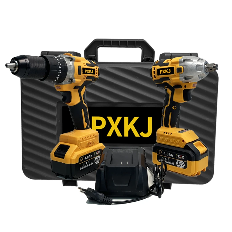 20V/36V cordless power tool combination kits 13mm impact drill set screwdriver power wrench for auto repair