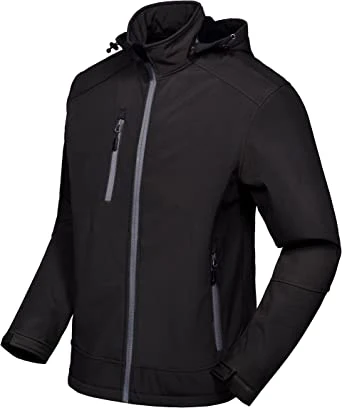 2022 Running Jacket Mens Soft Shell Tactical Jacket, Black Softshell Casual Work Waterproof Rain jacket
