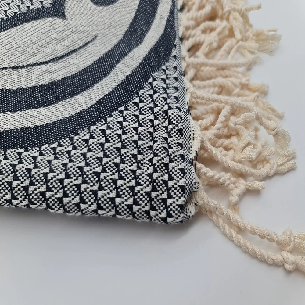 Jacquard Towel Black Small Ivy  Design 100% cotton wholesale beach bath towels peshtemal hammam pestemal turkish towel