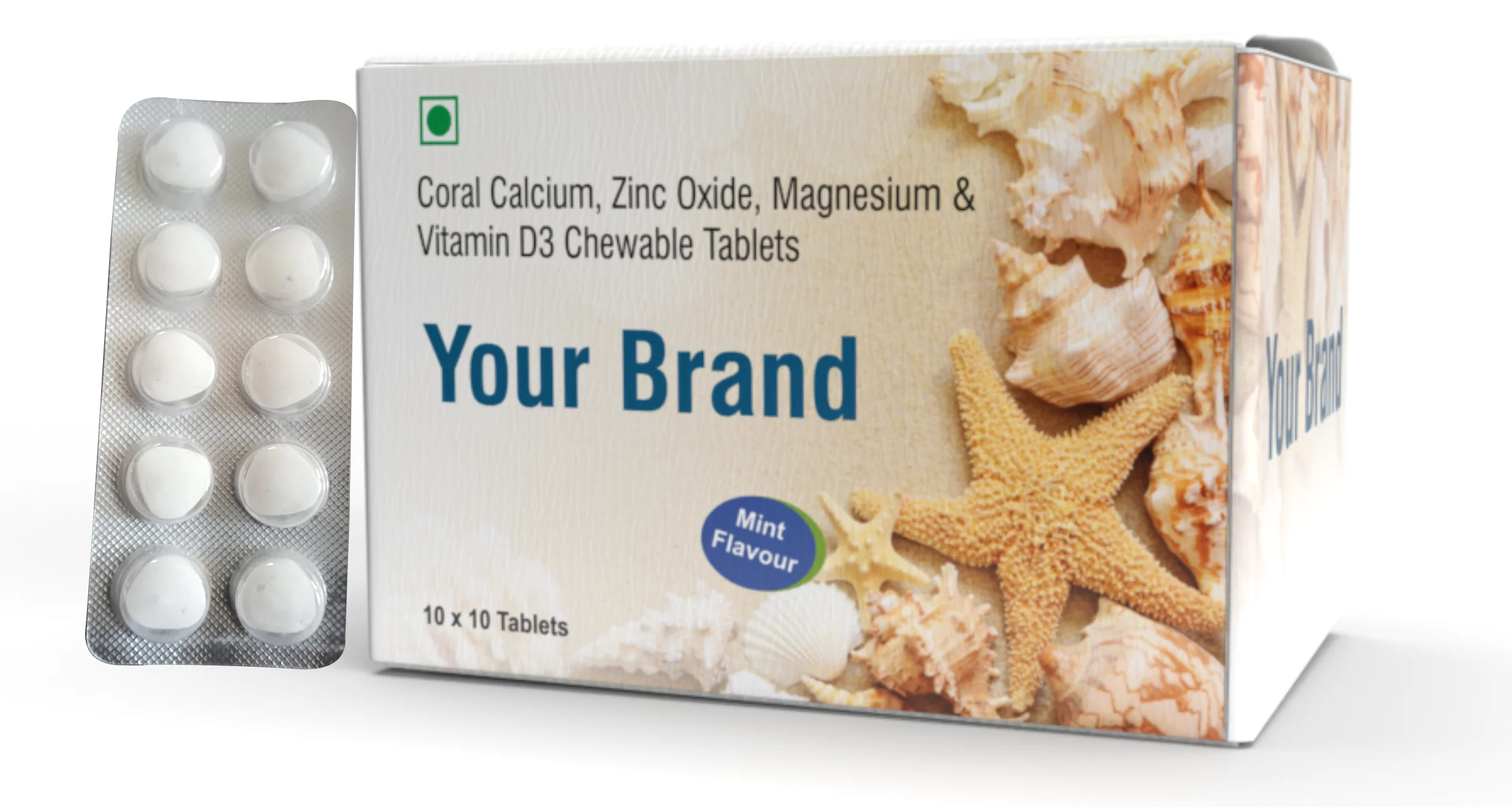 Most Selling Healthcare Coral Calcium Zinc Oxide Sunscreen Ingredient Chewable Tablets for Worldwide Supply from India