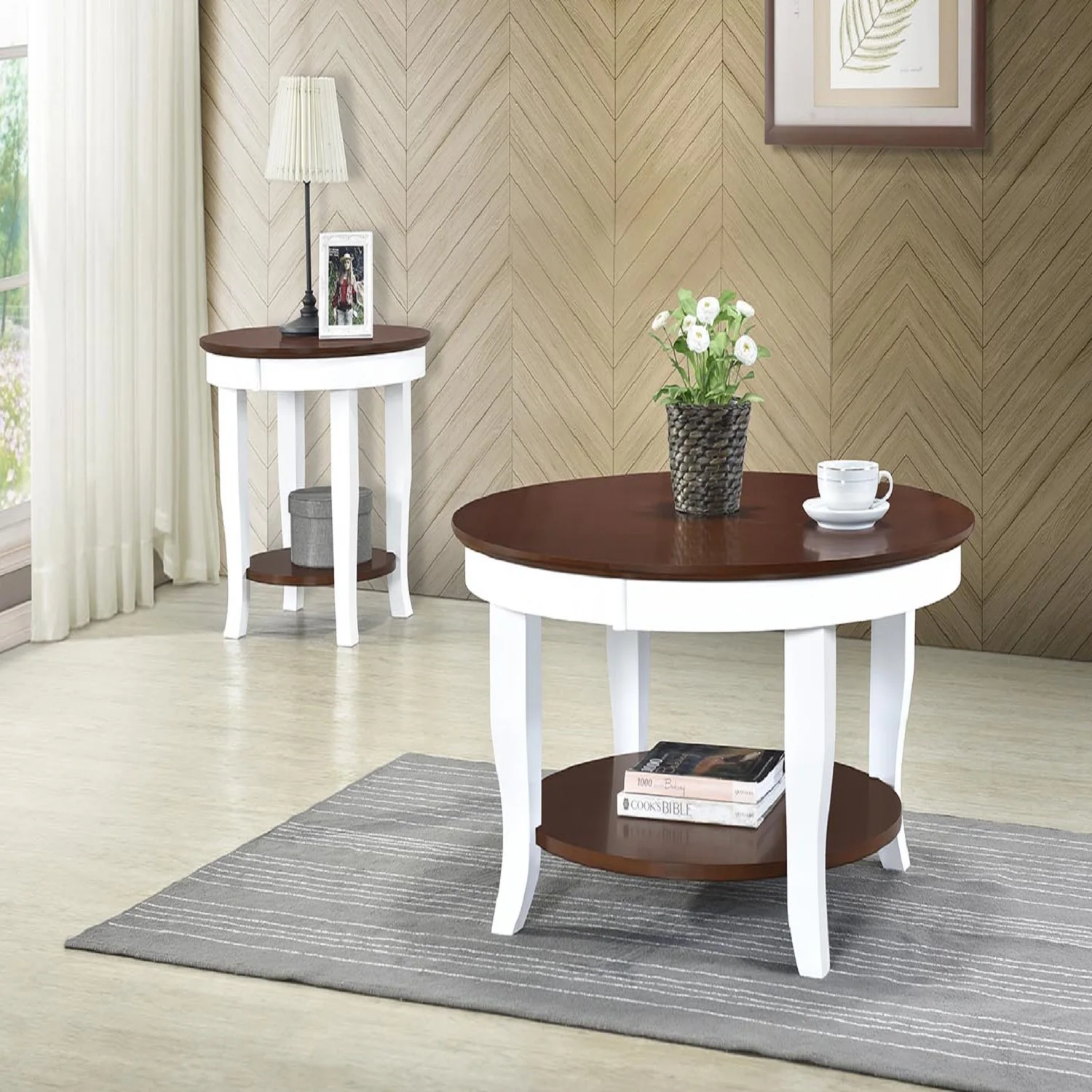 MALAYSIA FANCY MODERN DESIGN ROUND COFFEE TABLE  & SIDE TABLE SUITABLE FOR LIVING ROOM AND HOTEL ROOM SIZE ROUND 900/600MM