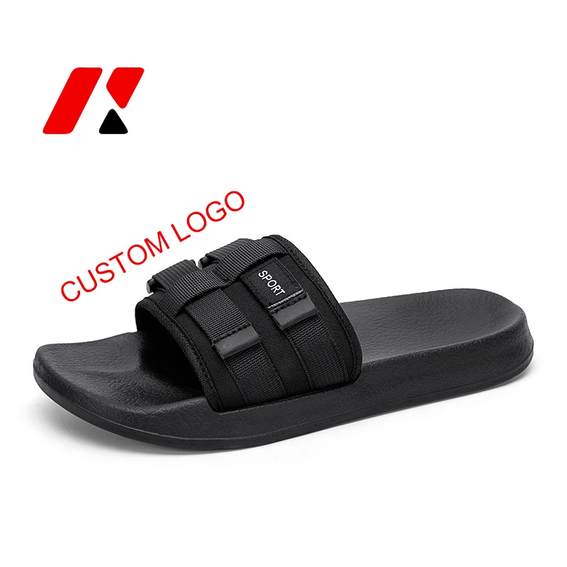 Wholesale Men Sliders Summer Fashion Trendy Men Webbing Double Straps Cloth Beach Sandals Slides Men