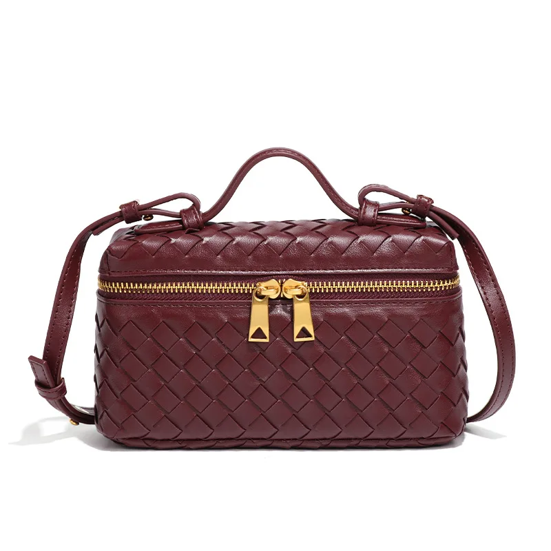 Hand-Woven Original PU Box Bag Net Red Star Style with Spring Summer New Fashionable Shoulder Handheld Crossbody Lunch Woven Bag