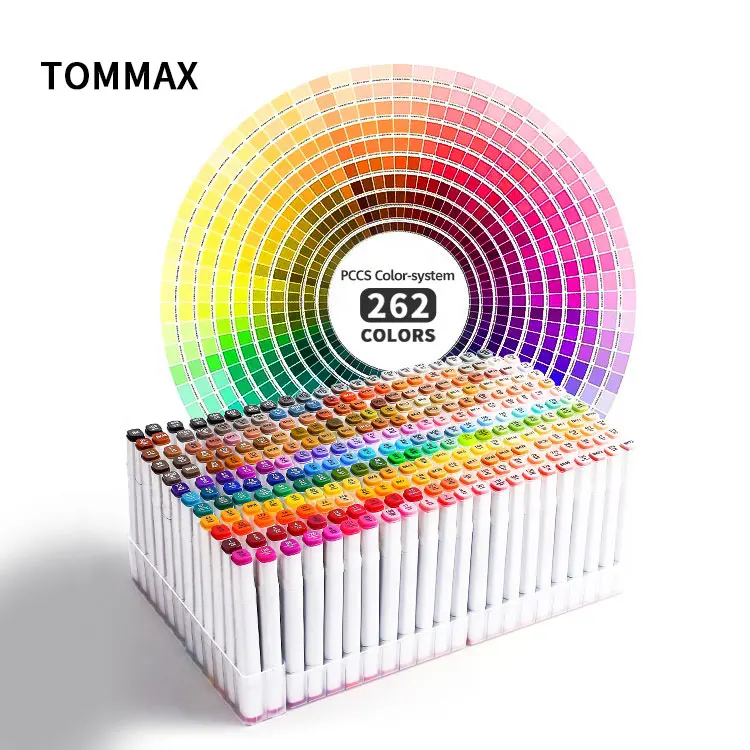 TOMMAX 80/168/262 цвет на спиртовой основе Двойные наконечники художественные Маркеры маркер ручка эскиз ручки с блендером для рисования