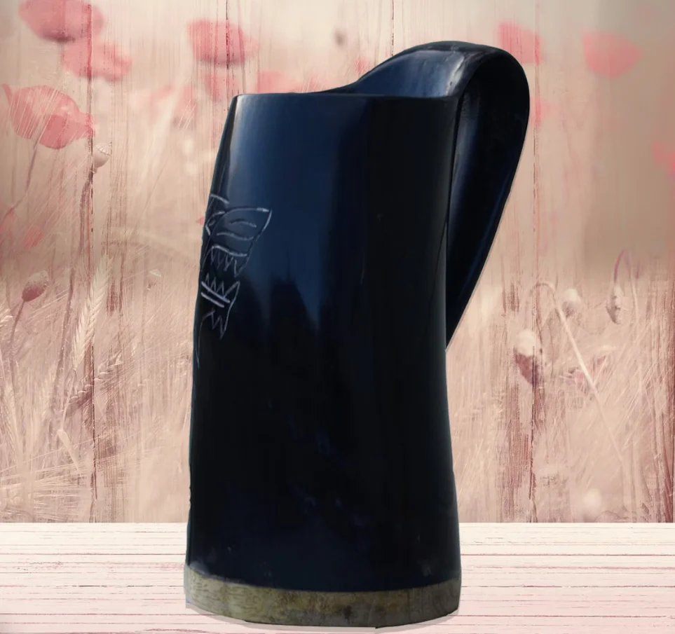 Beautiful Black Colour Hand Crafted Lightweight Large Stein Tankard Viking Drinking Mugs Anniversary Gift Husband gifts Couples