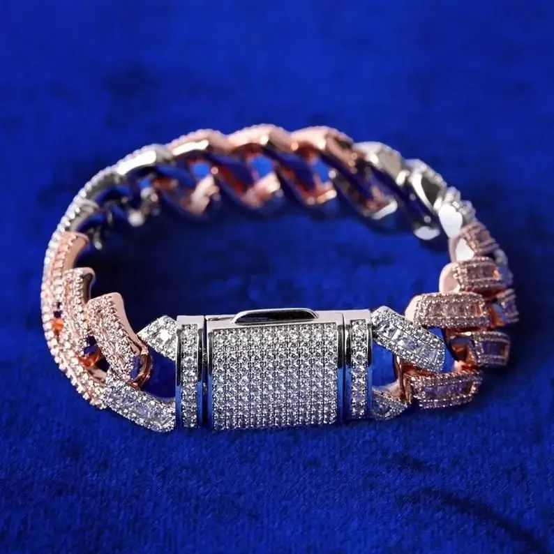 Introducing 14kt rose gold lab grown diamond bracelet featuring hip hop style designed to add glamour to your outfits for men