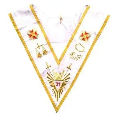 Customized Design Mason Regalia Collars In custom Color With Embroidery Badges Filled With Foam Inside