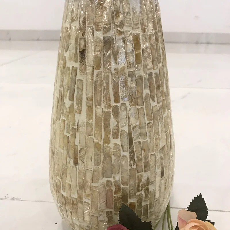 Оптовая продажа, декоративная Высококачественная ваза из перламутра, овальная ваза для цветов, Прямая поставка из Вьетнама