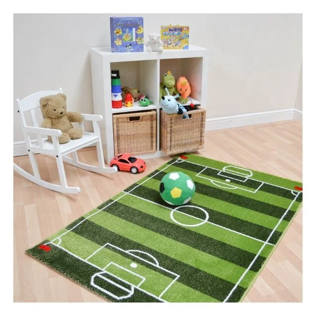 Kids Modern Rug 3d Football Area Rug Flannel Rug Memory Foam Rug Boy Embroidered Crawling Mat Home Living Room With Large Rug