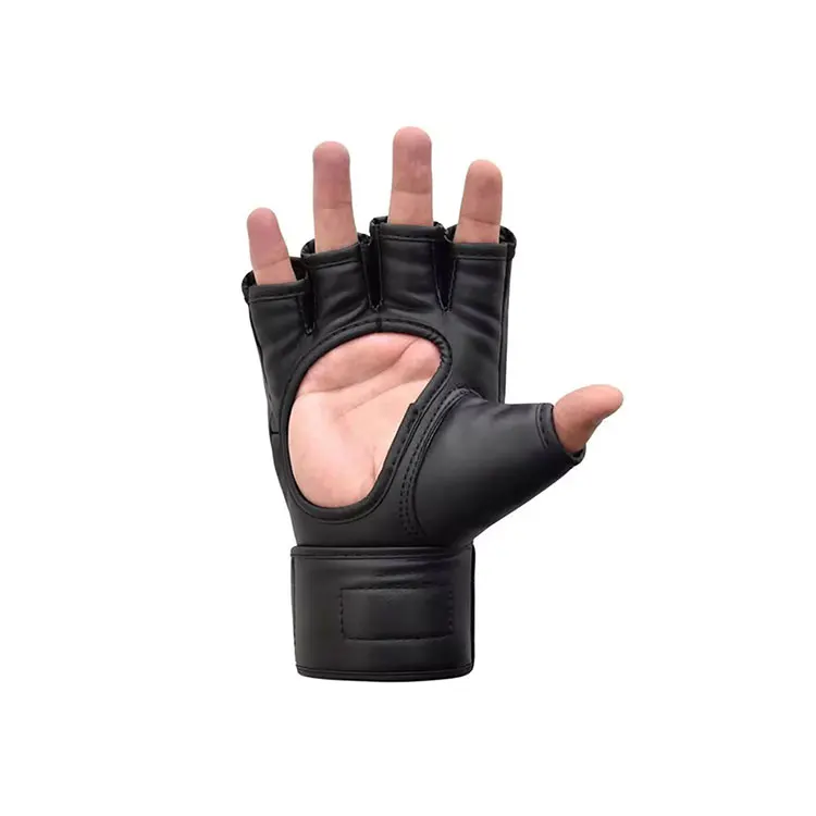 High-Quty Custom Professional Martial Arts Sparring Gloves MMA Fighting Training Thai Half Finger Hot Selling Leather Adults