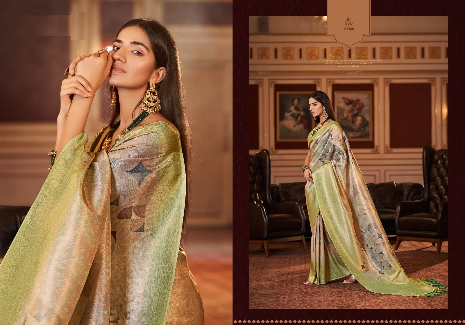 Soft Jacquard With Digital Print Work Heavy Sari With Blouse Pieces for online sale