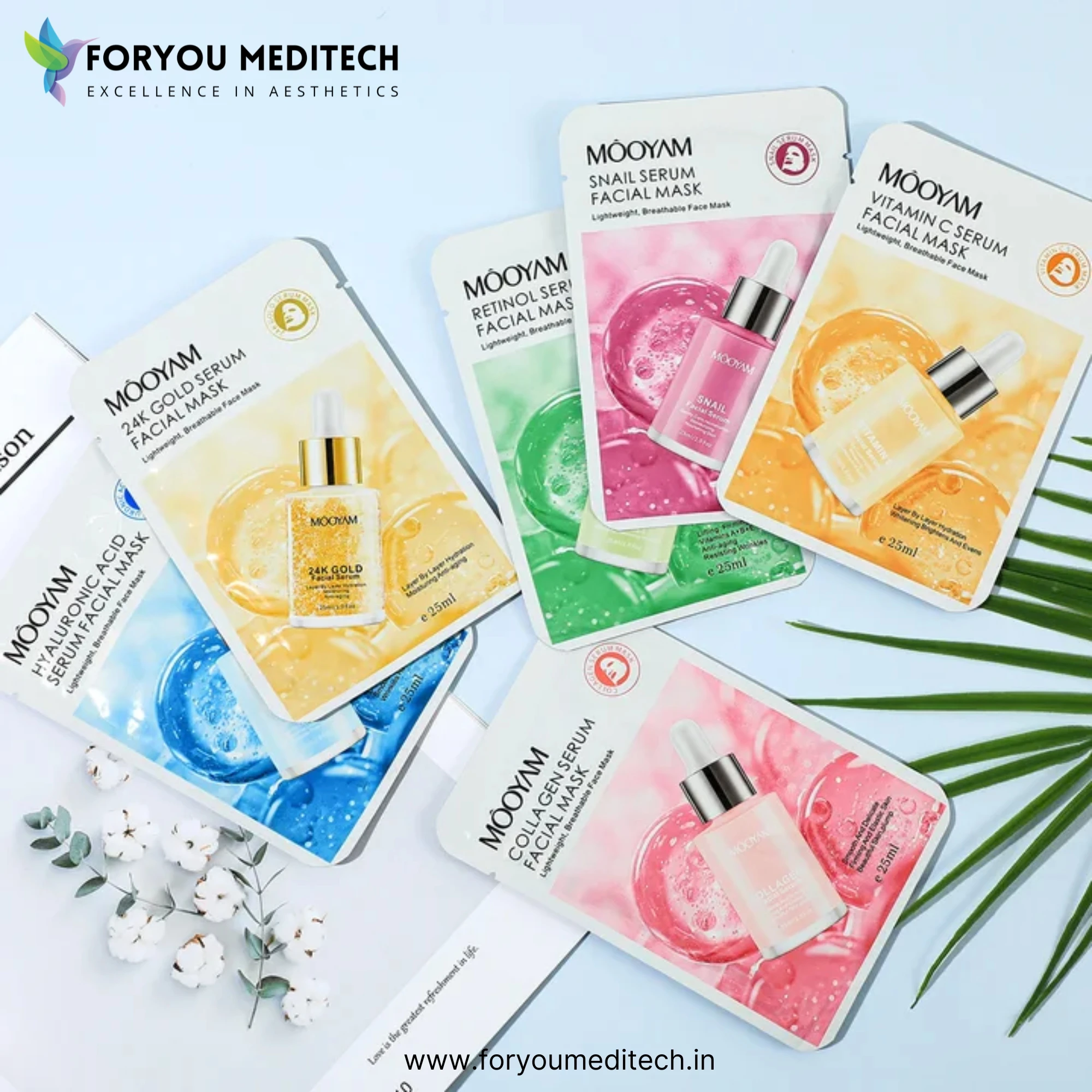 Customized Logo MOOYAM Serum FacialMask Collagen Hyaluronic Acid Vitamin C Snail Serum Whitening Moisturizing Sheet FaceMask