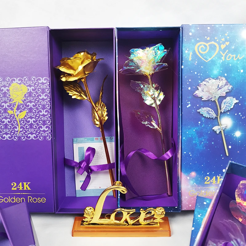 Everyone Love 24k Gold Foil Rose Flower Wedding Creative Gift 24k Golden Rose For Women