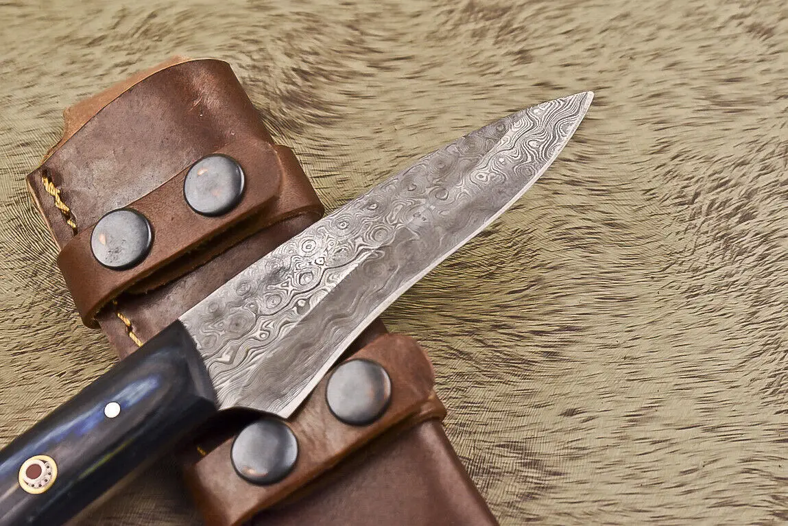 Handmade Damascus Blade Knife Fixed Blade knife  Hunting knife With leather sheath Best For Fishing