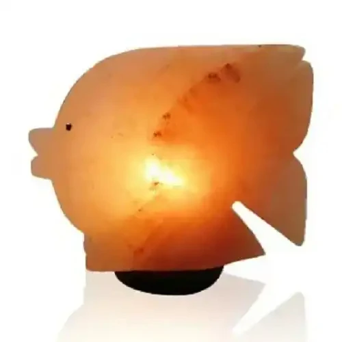Himalayan Salt Lamp Fish Shape Pure Salt Purifies Air With Wooden Base Decoration Love Gift Enamel Pins Wholesale From Pakistan
