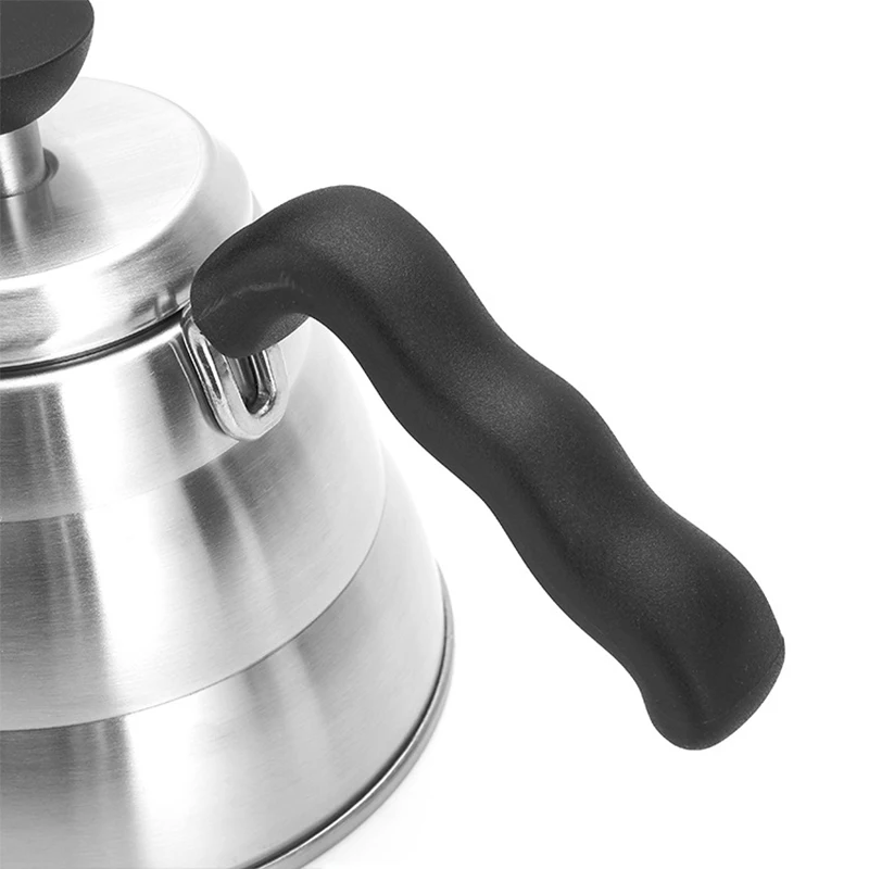 Drip kettle pour over kettle with thermometer lid 1.2L stainless steel pour over tea and water kettle plastic handle coffee pot