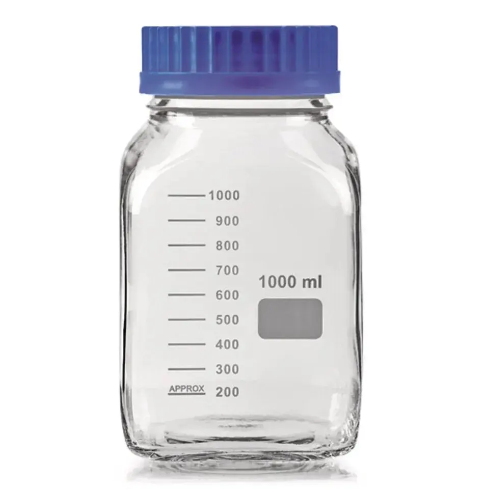 Reagent Bottles Wide Mouth Thread size GL 80 Clear Borosilicate Glass Autoclavable Screw make model Radical