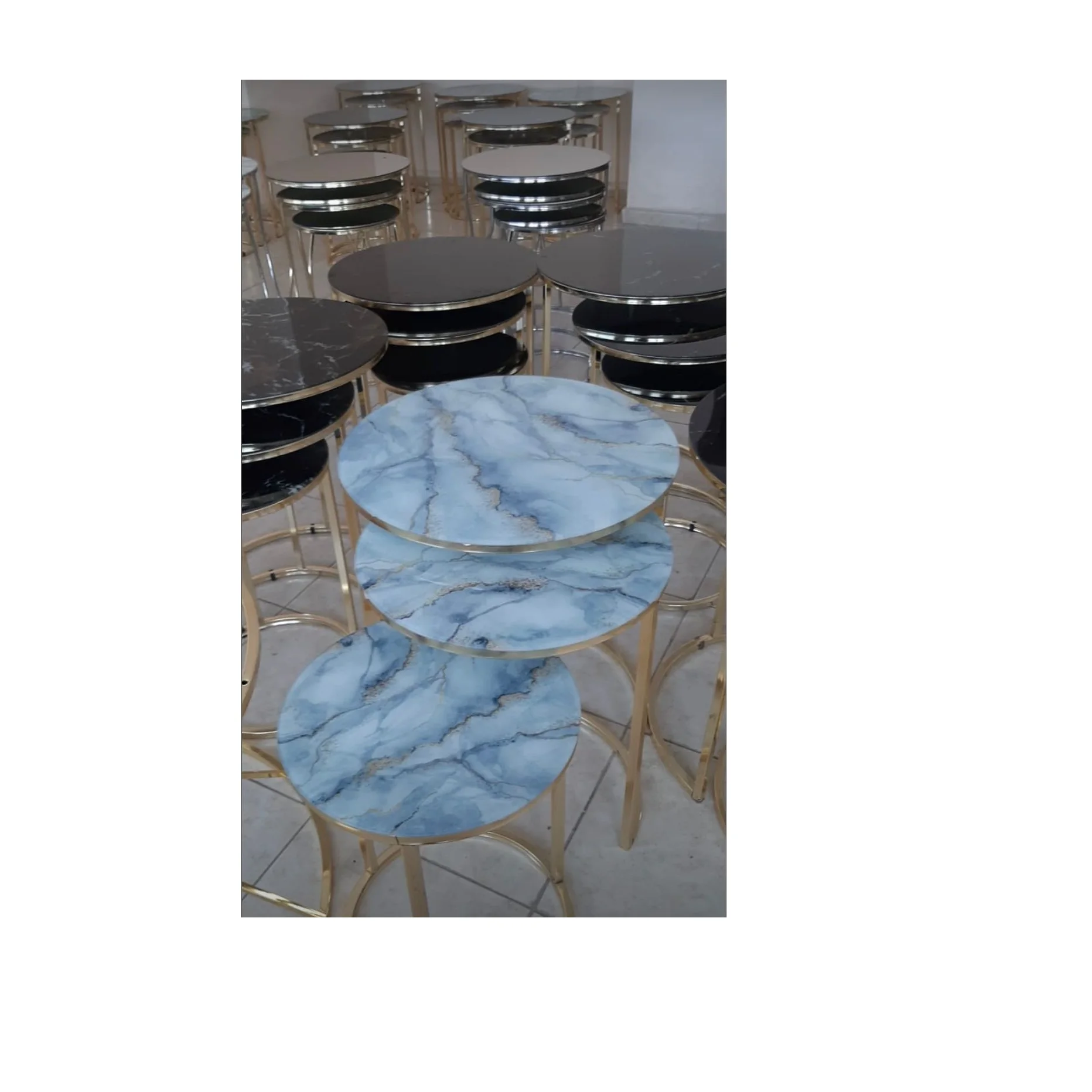 Coffee Tables Living Room Coffee Steel Black Gold Round Modern Luxury  Centre Coffee Tables Set Made in Turkey