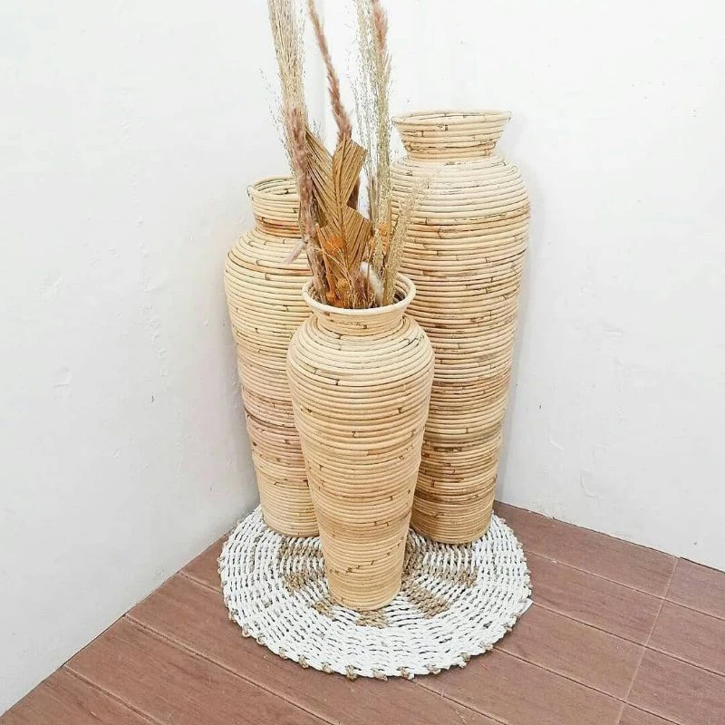 Special designs beautiful vases wicker rattan craft home furnishings for living room decoration