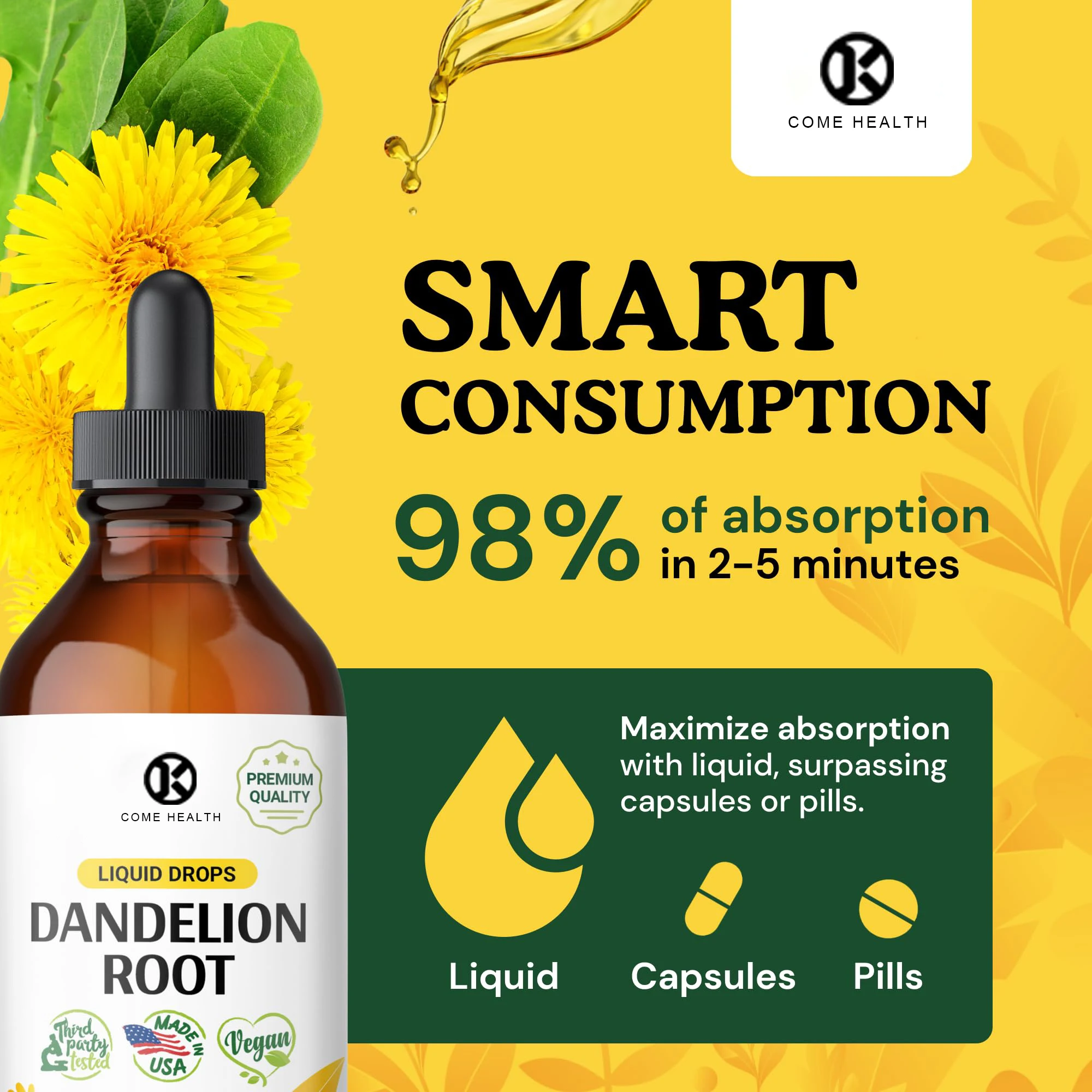 Hot Selling OEM Wholesale herbal supplement Liquid Drops Weight Loss Drops Cleanse&Detoxify Liquid dietary Dandelion root drops