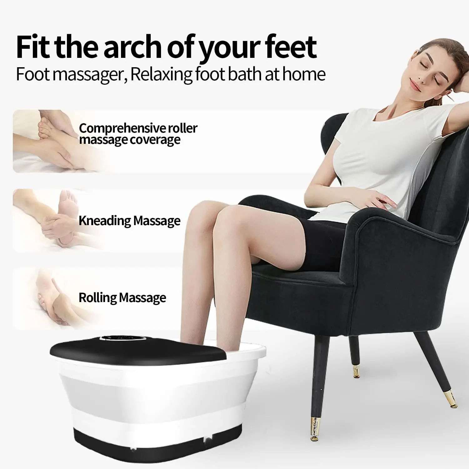 Electric Collapsible Foot Spa with Heat  Foot Soaker Tub for Home Use Pedicure Foot Spa Massager