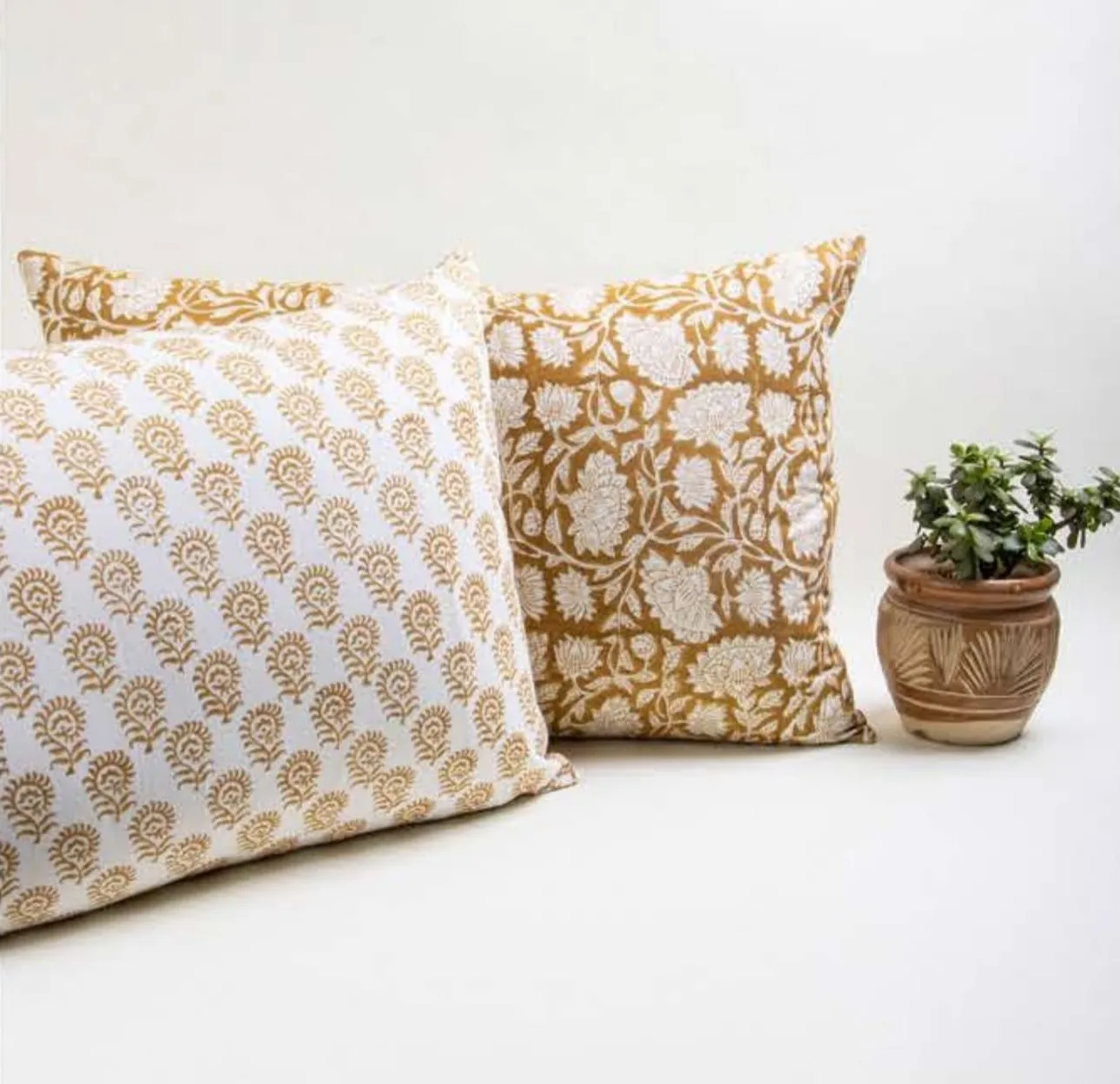 Embroidery Cover Plant Flowers Soft Towel Embroidery Cushion Cover Case Indian Handmade Flower Block Print Pillow Case