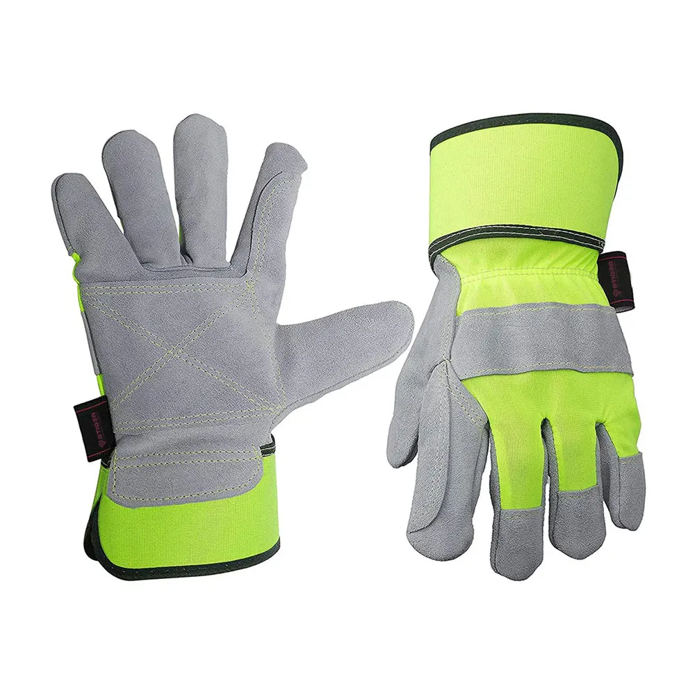 Best Quality Impact Protective Work Gloves Cut Resistant Cowhide Split Leather Patch Palm Work Gloves For Safety