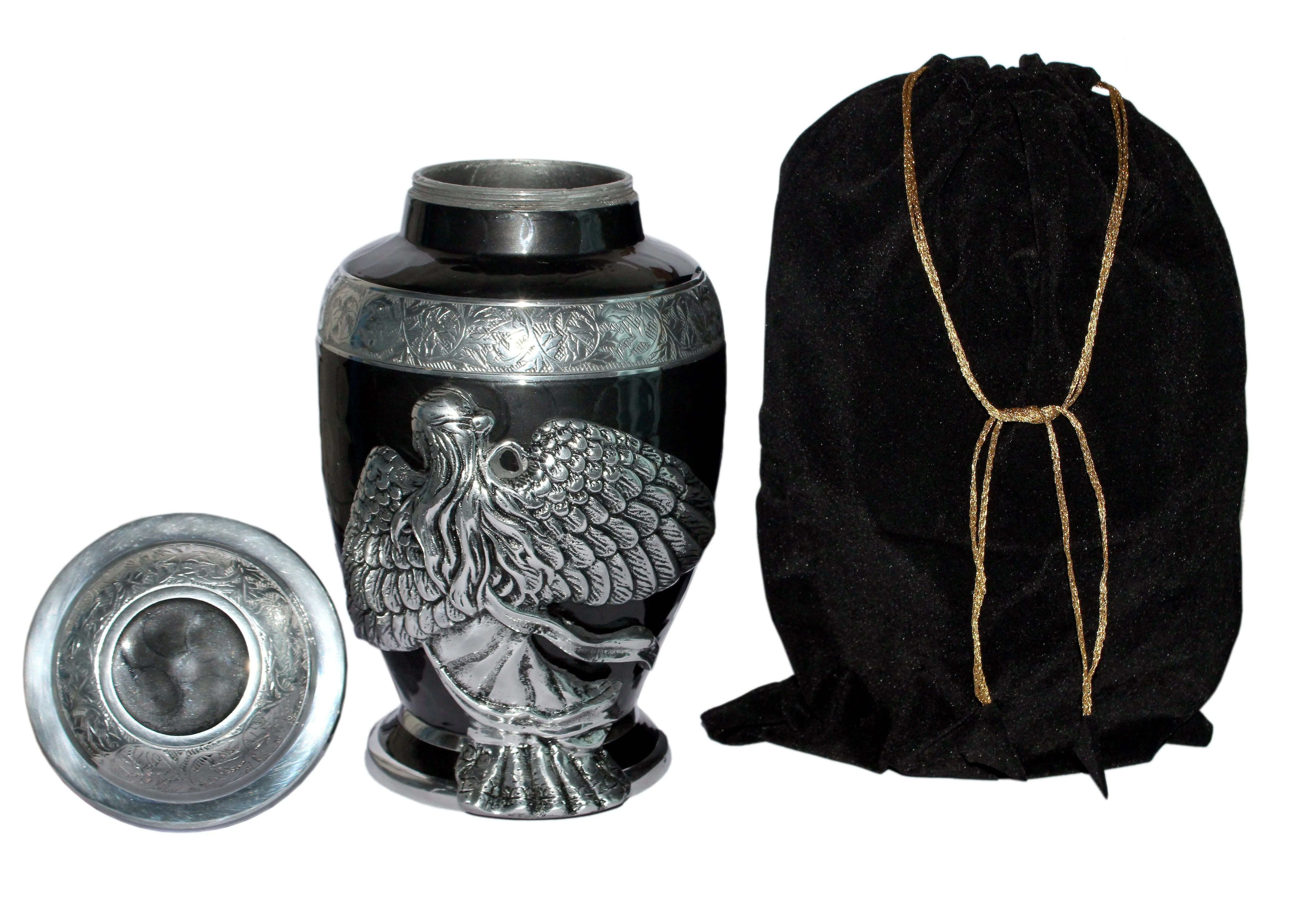 Классическая урна с крыльями ангела для людей кремации вельветовой сумкой