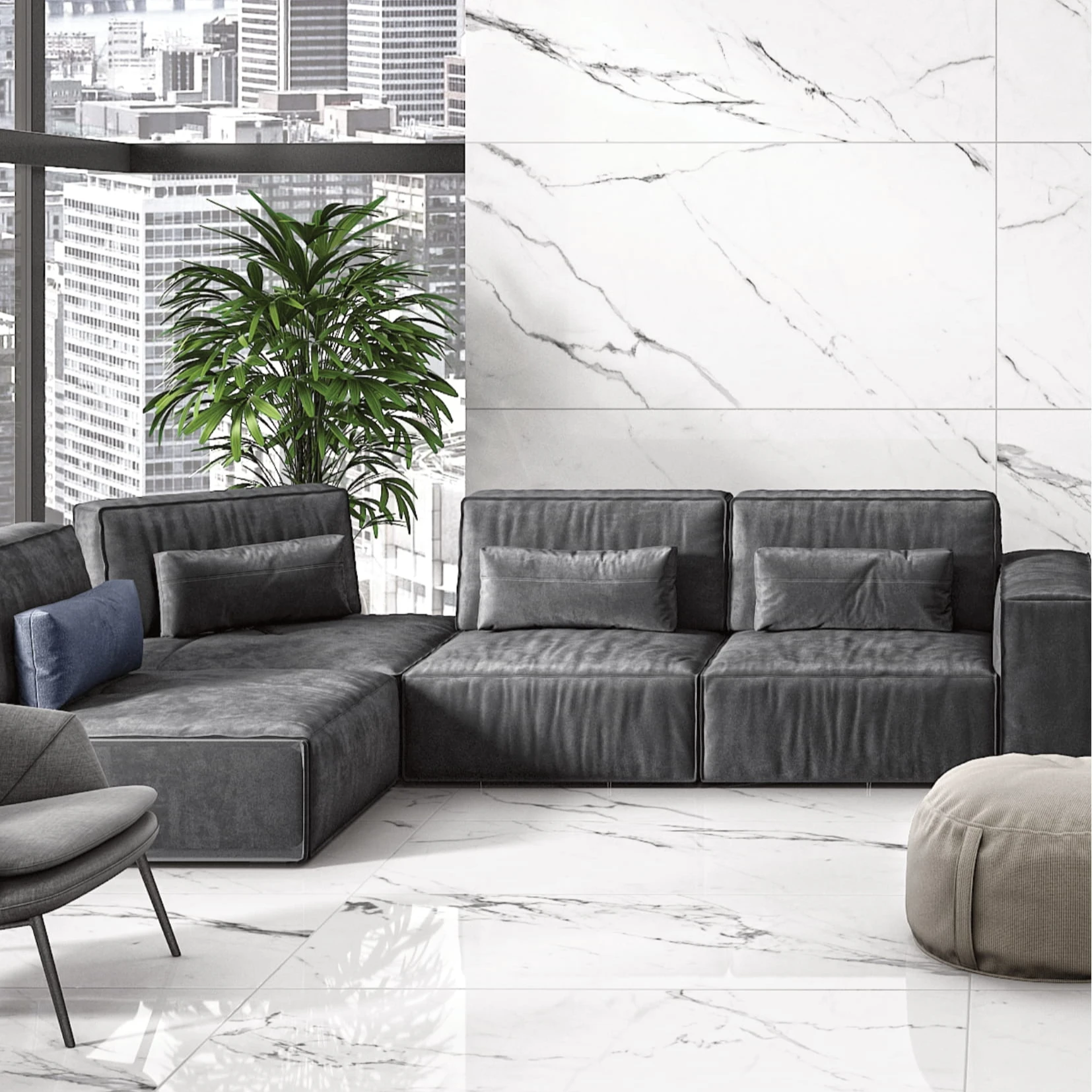 800X1600mm Porcelain polished glazed marble look slab tile  glossy and matt surface for living room office villa super market