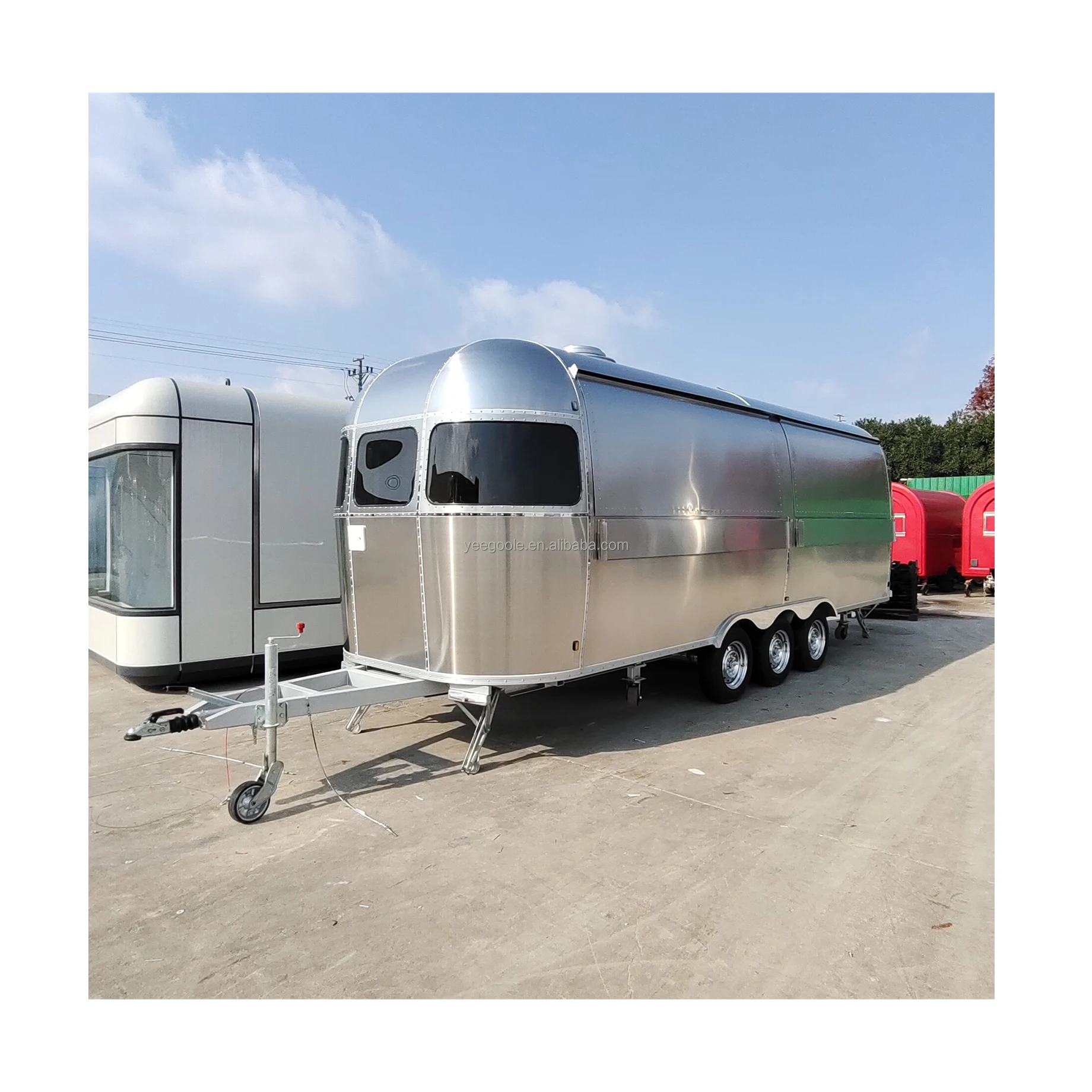 Modern style trailer, stainless steel body, three-axle trailer, food truck, coffee truck,, customized export food truck
