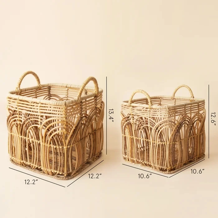 Cheapest Price Vietnam Rattan Woven Baskets Hand Waving Bamboo Storage Handicraft Large Clothing Hamper Home Organization