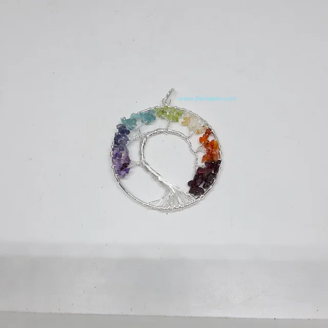 Unisex Seven Chakra Tree of Life Pendant Necklace Handmade Crystal Gemstones Fashion Pendants & Charms Gift
